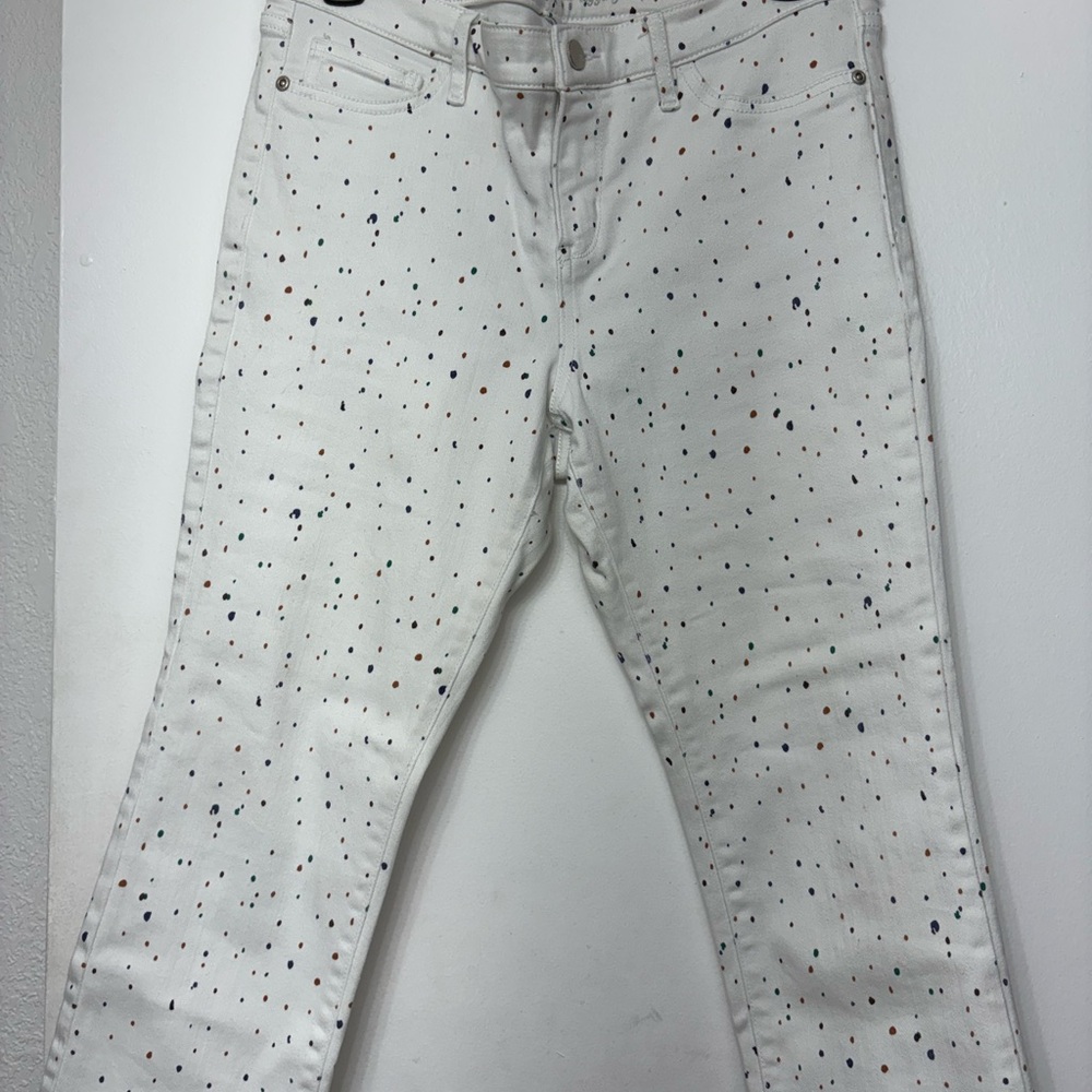 New York & Company White Speckled Ankle Jeans